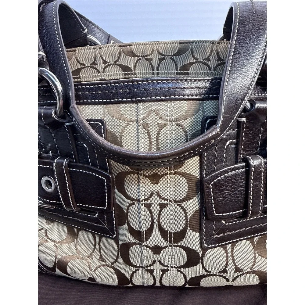Vintage Y2K Coach Soho 5089 Signature Canvas Braided Leather Satchel Tote Brown